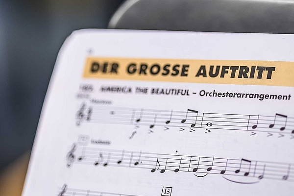 Notenblatt mit der Überschrift "Der große Auftritt"
