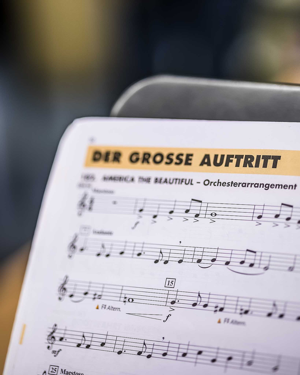 Notenblatt mit der Überschrift "Der große Auftritt"